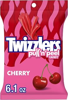 Twizzlers PULL 'N' PEEL Cherry Flavored Licorice Style, Chewy Candy Bags, 6.1 oz (12 Count)