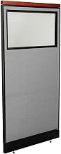 Global Industrial 36-1/4"W x 77-1/2"H Deluxe Office Partition Panel with Partial Window & Raceway, Gray