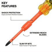 10-in-2 Insulated Multi-Bit and Multi-Bit Precision Screwdriver Set by KLEIN TOOLS – 2-Piece Set, Black/Orange, Model 32310INS