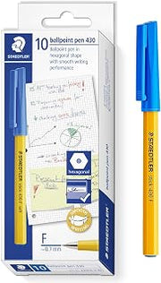 STAEDTLER Stick 430 F Ballpoint Pen - Fine Tip - Bulk Economy School Class Pack of 100 Pens - Blue Ink