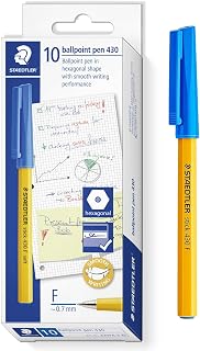 STAEDTLER Stick 430 F Ballpoint Pen - Fine Tip - Bulk Economy School Class Pack of 100 Pens - Blue Ink