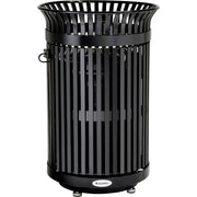 Outdoor Heavy-Duty Slatted Steel Trash Can w/Door by Global Industrial – 36.0 gallons, Steel, Black, Model D42SLAT