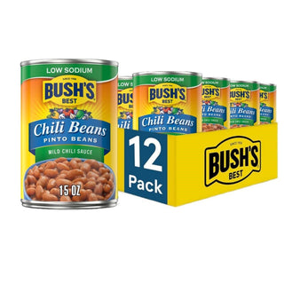 Bush's Low Sodium Pinto Beans in a Mild Chili Sauce 12-15 oz by Bush's Best – 15 Ounce (Pack of 12), Pack of 12, Model 10039400106736