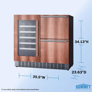 Summit 36” Wine Cellar and Two Drawer Refrigerator Combination by Summit Appliance – 36", 0 cubic_feet, Panel Ready, Model ADRWC36