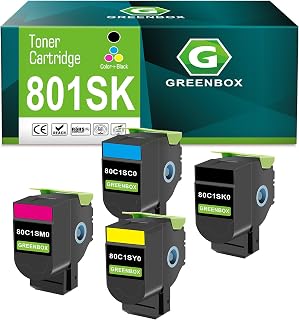 GREENBOX CX310 Toner Cartridges 80C1SK0 80C1SC0 80C1SM0 80C1SY0, 4 Pack | Compatible for CX310 CX310n CX310dn CX410 CX410de CX410dte CX510 CX510de CX510dthe CX510dhe Printer, High Yield