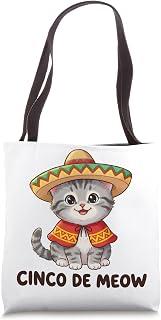 Funny Cinco De Mayo Cat Sombrero Cinco De Meow Fiesta Tote Bag