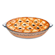 FEOOWV Round Glass Pie Pan, 8 Inch with Handles, Clear
