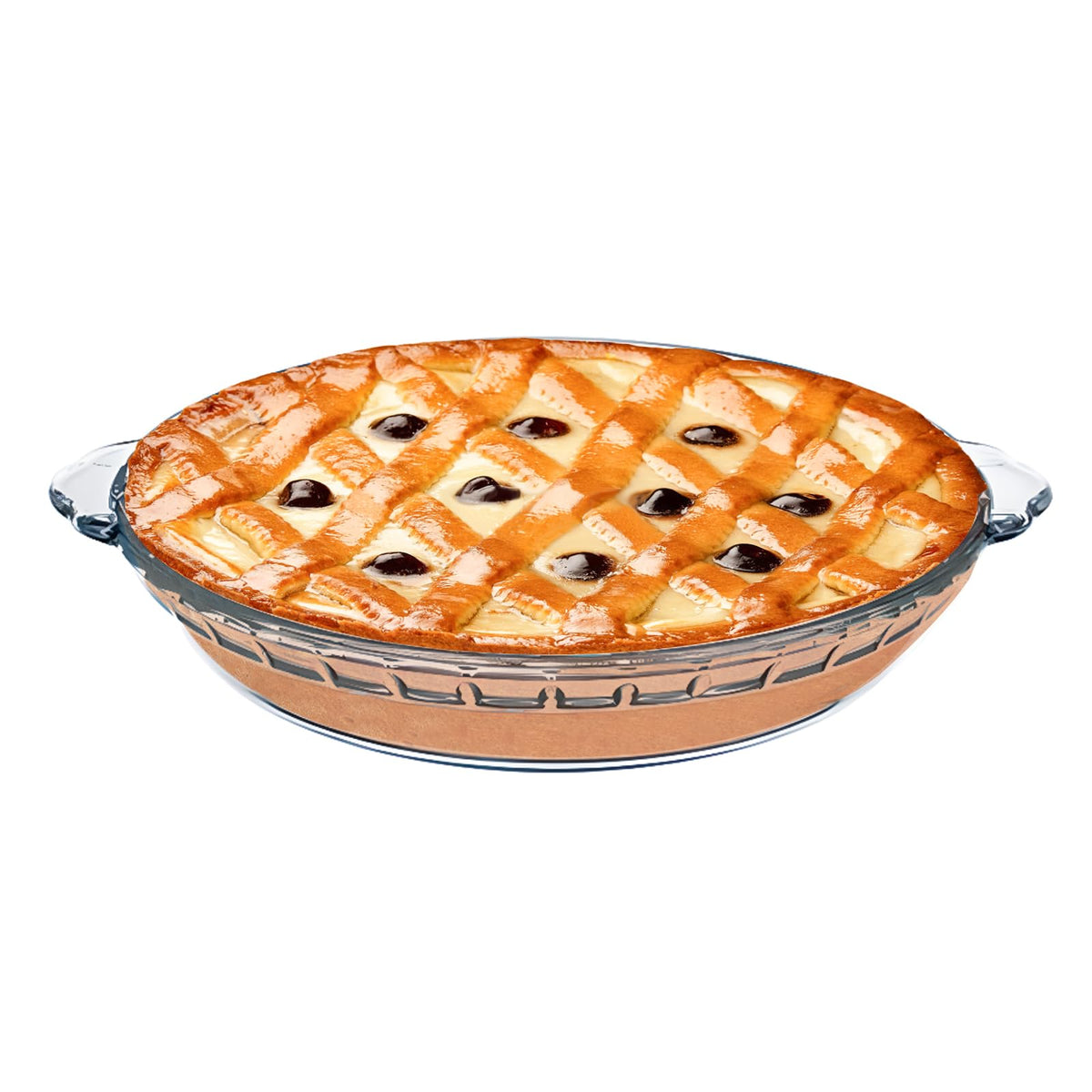 FEOOWV Round Glass Pie Pan, 8 Inch with Handles, Clear