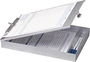 Officemate Aluminum Storage Clipboard with Steel Clip, Holds Up to 50 Forms, Pen and Pencil Compartment, 10 x 16.5-Inches Document Organizer, Silver