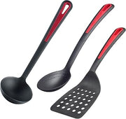 Westmark Kitchen Helper Set, 3 Items, Spatula, Soup Ladle and Spoon, Plastic, Gallant, Black/Red, 295622E6