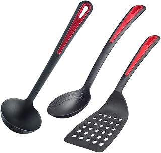Westmark Kitchen Helper Set, 3 Items, Spatula, Soup Ladle and Spoon, Plastic, Gallant, Black/Red, 295622E6
