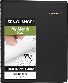 AT-A-GLANCE 2027 Planner, Monthly, 15-Month Jan-Mar, 9" x 11", Unruled Daily Blocks, Black (702600527)