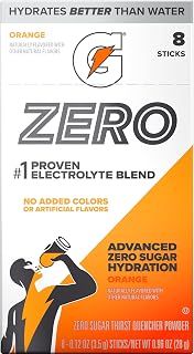 Gatorade Zero Thirst Quencher Powder, Orange, 0.12 Oz X 8