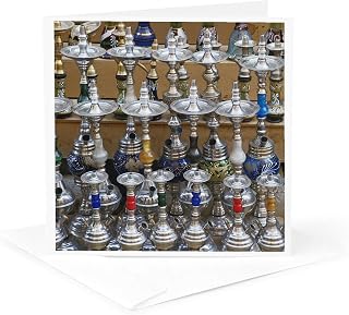 Market, Hookah pipes in sidewalk shop, Luxor, Egypt-AF14 AJE0223 - Adam Jones 1 Greeting Card with envelope