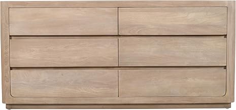 Moti Argyle 6-Drawer Dresser in Modern Light Ash Ivory Finish on Reclaimed Solid Wood