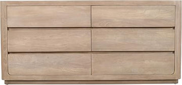 Moti Argyle 6-Drawer Dresser in Modern Light Ash Ivory Finish on Reclaimed Solid Wood