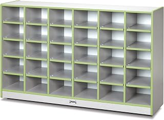 Jonti-Craft Rainbow Accents 0430JCWW130 30 Cubbie-Tray Mobile Storage - Without Trays - Key Lime Green