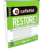 Cafetto Restore Espresso Machine Descaler, Coffee Machine Cleaning Powder for Use In Organic Systems (4 Single Use Packets)