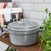 Cast Iron Round Dutch Oven by STAUB – 4-qt Round, 3.9 quarts, Cast Iron, Graphite Grey, Model 40500-246