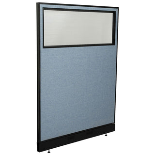 48-1/4"W x 64" H Office Partition Panel with Partial Window & Pass-Thru Cable by Global Industrial – Alloy Steel, Blue, Model 694724WPBL