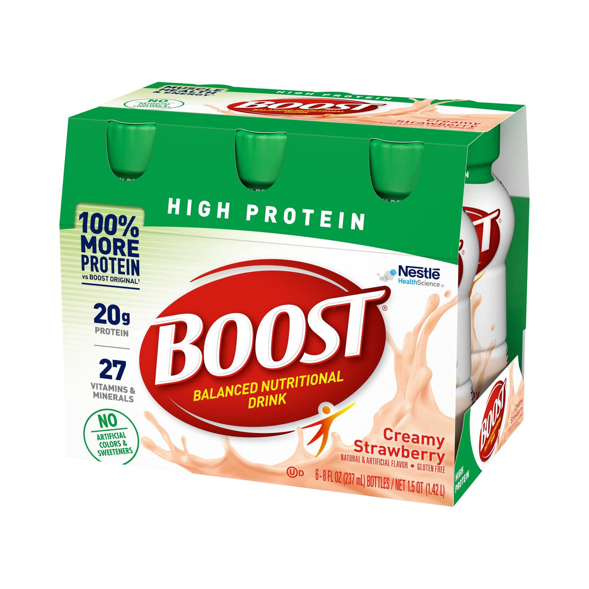 Nestle High Protein Balanced Nutritional Drink Creamy Strawberry 8 oz Bottle 24 Ct by BOOST – 8 Fl Oz (Pack of 24), Pack of 4, Model 00041679944363