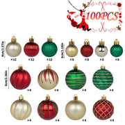 Forsylvanas Jewelry Christmas Ball Ornaments, 100 Pack, 3 Sizes in Gold Red Green