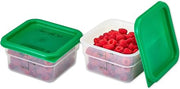 Cambro Food Storage Container with Lid (Microwave Safe and BPA-Free) - 2 Pack - Classic Series Square with Green Lid - 2 QT (Quart) - Commercial Grade for Food Prep (Translucent)