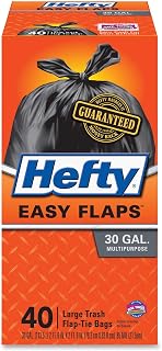 Hefty Easy Flaps Multipurpose Large Trash Bags, Unscented, 30 Gallon, 40 Count