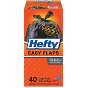 Easy Flaps Multipurpose Large Trash Bags by Hefty – 40 Count (Pack of 6), 30.0 gallons, Plastic, Black, Pack of 6