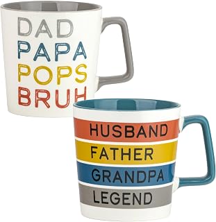10 Strawberry Street Father's Day Coffee Mug Set for Dad, 2-Piece Ceramic Gift Set, 22 oz (Dad Legend)
