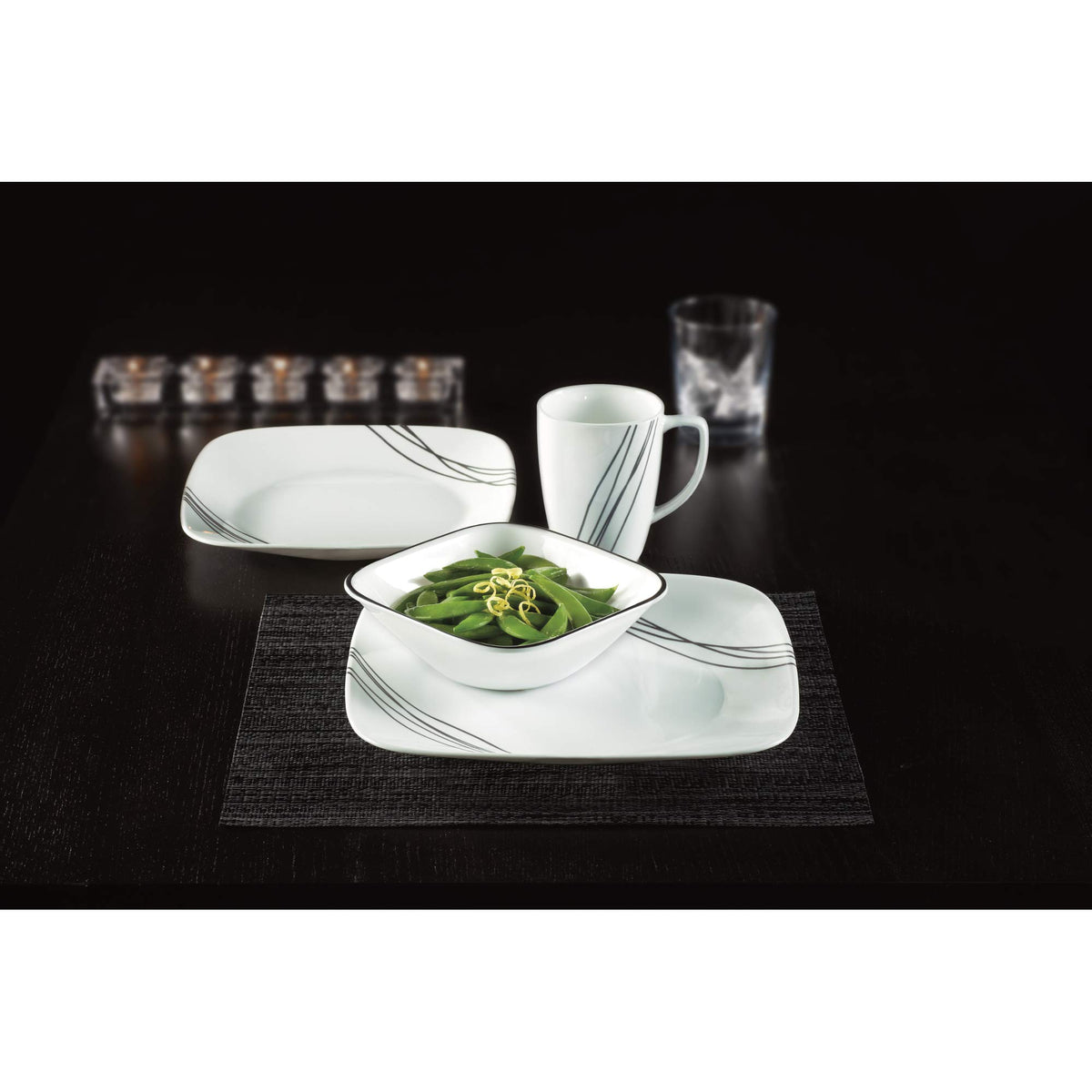 Corelle White / 16-Piece / Simple Sketch Dinnerware Sets