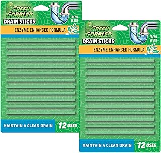 Green Gobbler Drain Cleaner & Deodorizer FRESH SCENT Sticks for Toilet Tanks, Sinks, Bathtub Drains, Washing Machine Drains and Garbage Disposals - 24 Pieces