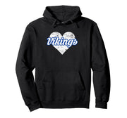 Curtis Vikings Over Heart Pullover Hoodie by Curtis Vikings Official High School Gear – Polyester, Black, Model G5FKNZB8826
