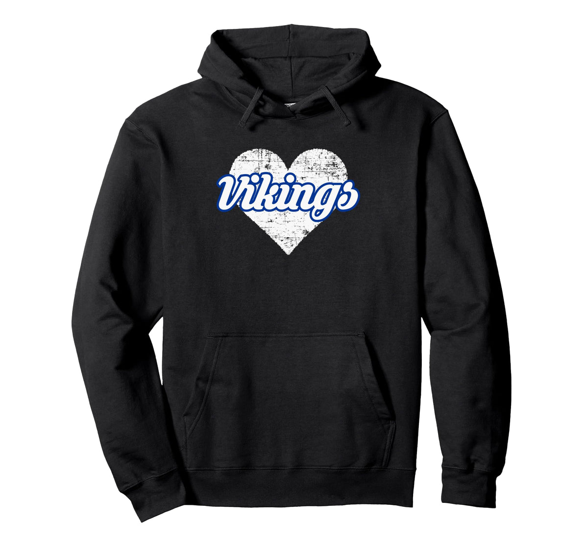 Curtis Vikings Over Heart Pullover Hoodie by Curtis Vikings Official High School Gear – Polyester, Black, Model G5FKNZB8826