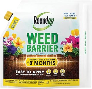 Roundup Weed Barrier Granules, 5.37 lbs. | Weed Preventer for Landscapes, Up to 8 Months Protection, Built-In Applicator