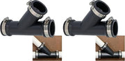 Fernco 2 in. Hub Flexible PVC Wye DWV Pipe Fitting Connector for Cast Iron, Steel and Plastic Connections in Black (Pack of 2)