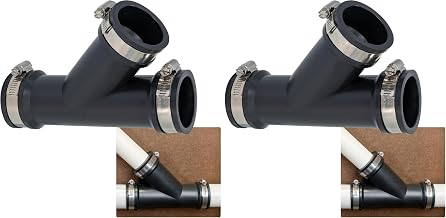 Fernco 2 in. Hub Flexible PVC Wye DWV Pipe Fitting Connector for Cast Iron, Steel and Plastic Connections in Black (Pack of 2)