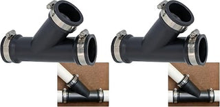 Fernco 2 in. Hub Flexible PVC Wye DWV Pipe Fitting Connector for Cast Iron, Steel and Plastic Connections in Black (Pack of 2)
