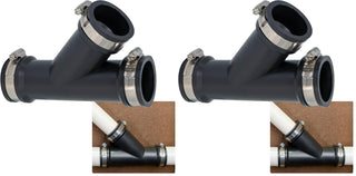 2 in. Hub Flexible PVC Wye DWV Pipe Fitting Connector for Cast Iron by Fernco – 2 Inch (Pack of 2), Black, Pack of 2, Model QY-200