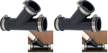 2 in. Hub Flexible PVC Wye DWV Pipe Fitting Connector for Cast Iron by Fernco – 2 Inch (Pack of 2), Black, Pack of 2, Model QY-200