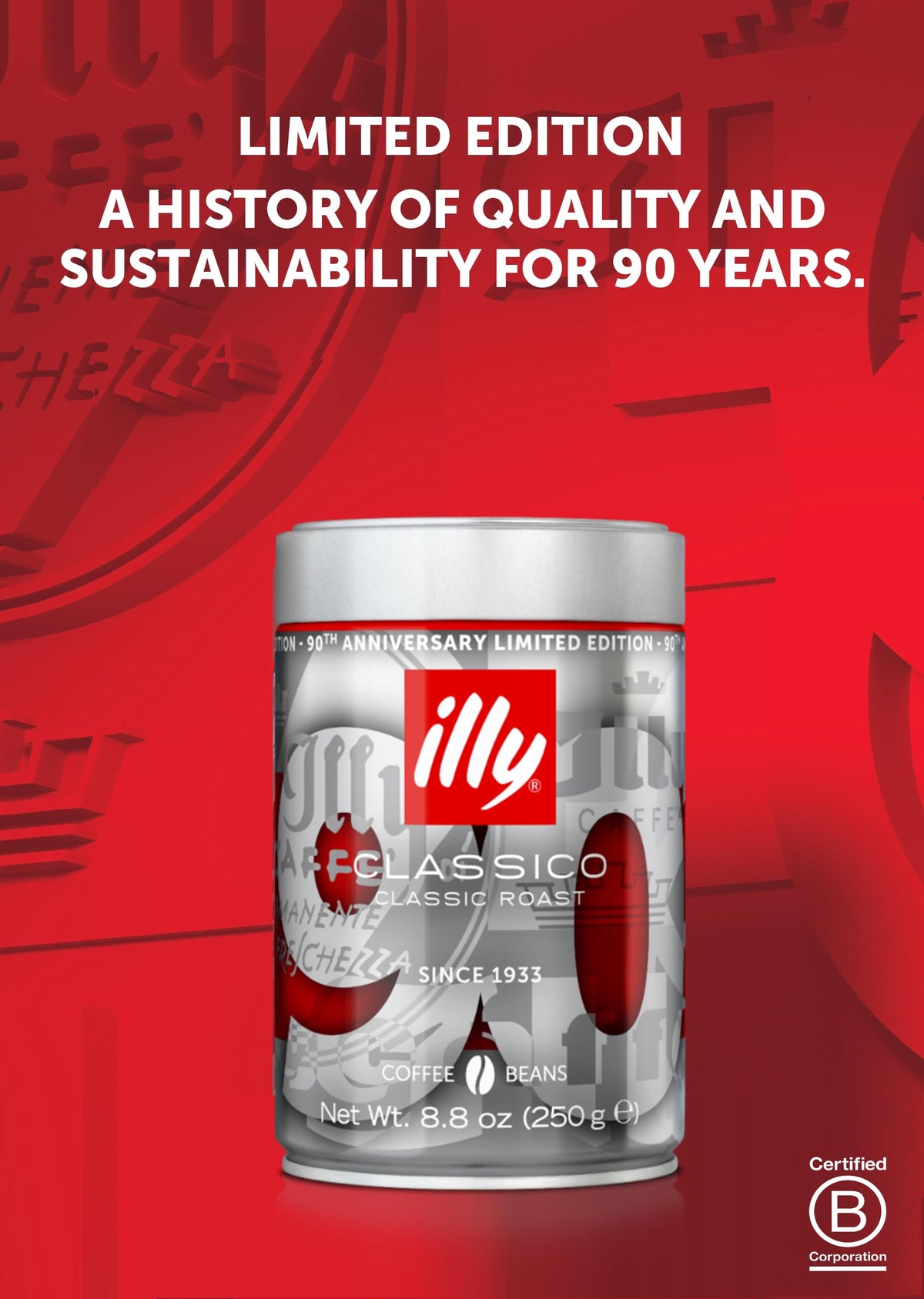 illy 90th Anniversay - Classico / 8.8 Ounce (Pack of 1) / 1 Roasted Coffee Beans