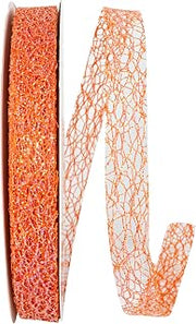 Reliant Ribbon Glitter Web Mesh, Tropical Orange, 5/8 Inch, 25 Yards