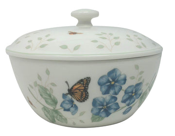 China Butterfly Meadow Covered Bowl New with Tag by Lenox – Small, 12 ounces, Porcelain, White