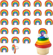 DecoPac Rainbow Cupcake Toppers, 24 Multi-Color Cake Decorations, Food Safe Cupcake Rings - 24 Pack