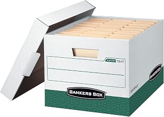 Bankers Box 12-Pack Heavy-Duty File Storage Boxes, Letter/Legal, FastFold | Archive with confidence using heavy-duty boxes, locking lids, and rugged construction that protects high-value records.