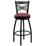 Flash Furniture Burgundy Vinyl Seat/Black Metal Frame / 2 Pack / 1 Barstools