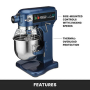 Commercial Luna 10 - 10- Quart Planetary Mixer by Waring – 10 Quart - 3/4 Horsepower, 10.0 quarts, Stainless Steel, Blue, Model WSM10L
