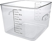 Rubbermaid Commercial Products Space Saving Square Food Storage Container 12 Quart Clear for Kitchen/Sous Vide/Meal Prep