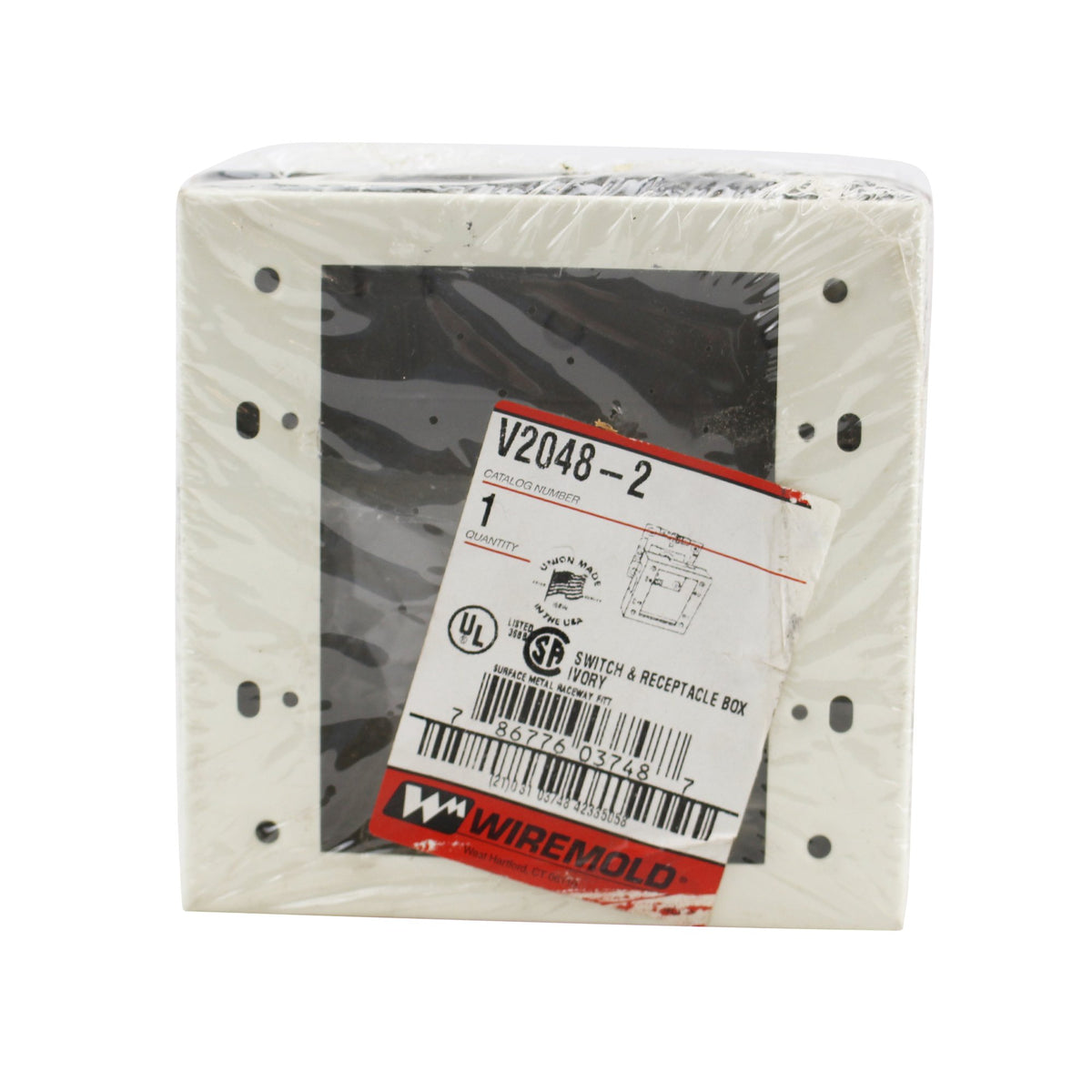 Two Gang Box Fitting by Wiremold – 78"L x 4.75"W x 1.75"H, Metal, White, Model V2048-2