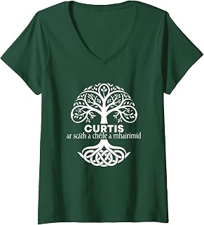 Women's Curtis Irish Family Name Celtic Irish Roots V-Neck T-Shirt